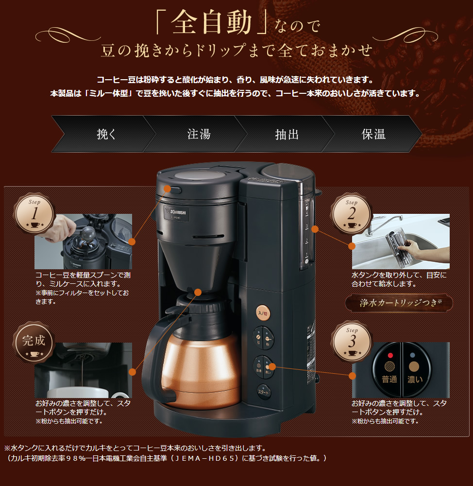 日本家電代購第一品牌－樂淘letao－象印珈琲通EC-RS40 全自動咖啡機附