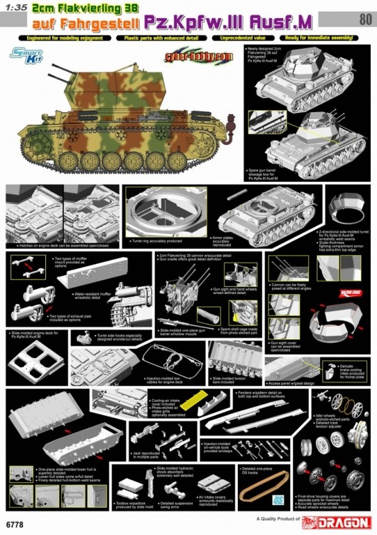 德軍模型:Flack 38(t) Ausf,M Late Production及3.7cm FlaK 43 auf Fahrgestell, Pz.Kpfw.III Ausf.M (Versuchsaufbau)